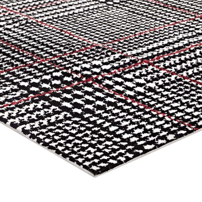 Kaja Abstract Plaid 5x8 Area Rug, Fabric, Multi Black 14794