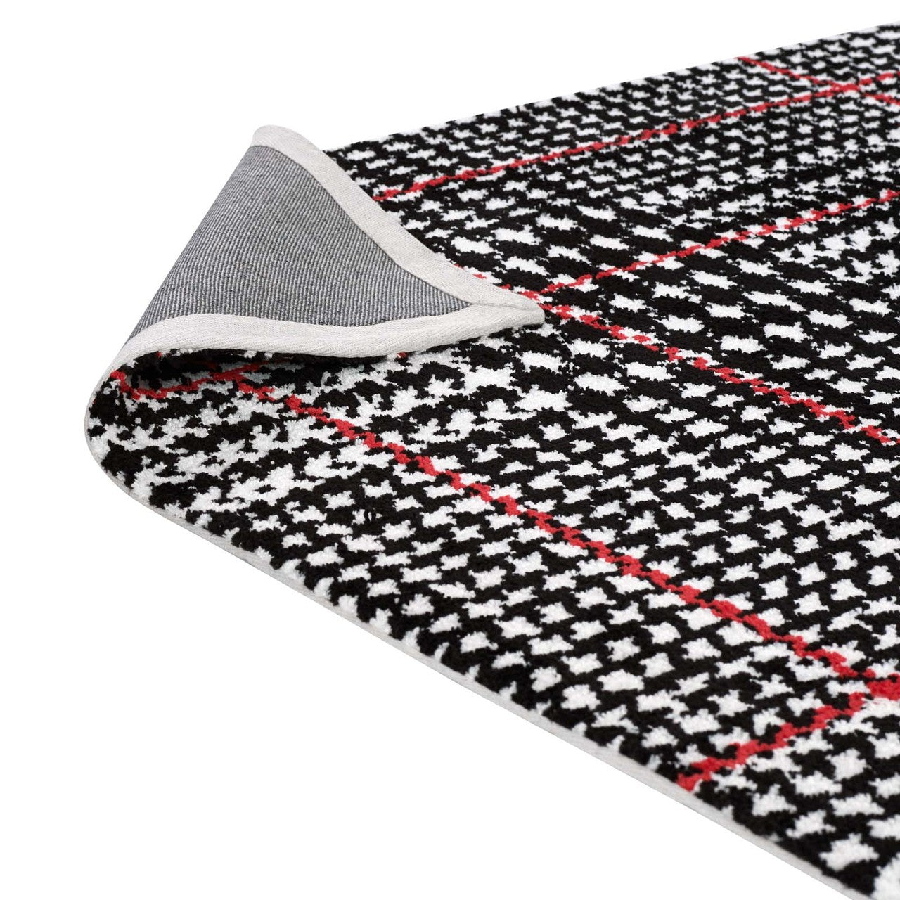 Kaja Abstract Plaid 5x8 Area Rug, Fabric, Multi Black 14794