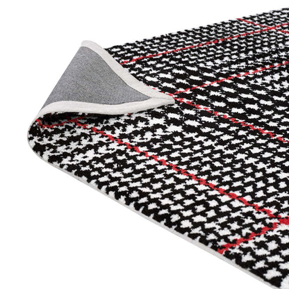 Kaja Abstract Plaid 5x8 Area Rug, Fabric, Multi Black 14794