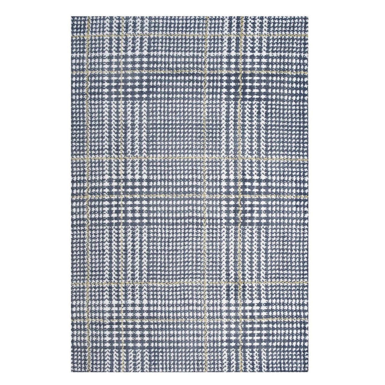 Kaja Abstract Plaid 8x10 Area Rug, Fabric, Multi Blue 14799