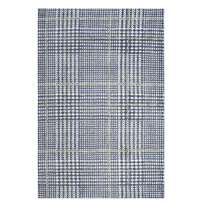 Kaja Abstract Plaid 8x10 Area Rug, Fabric, Multi Blue 14799