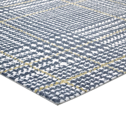 Kaja Abstract Plaid 8x10 Area Rug, Fabric, Multi Blue 14799