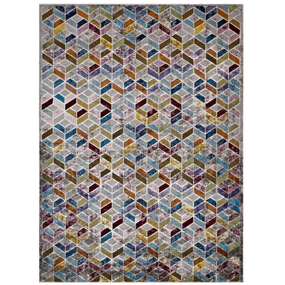 Laleh Geometric Mosaic 4x6 Area Rug, Fabric, Multi Colorful 14800
