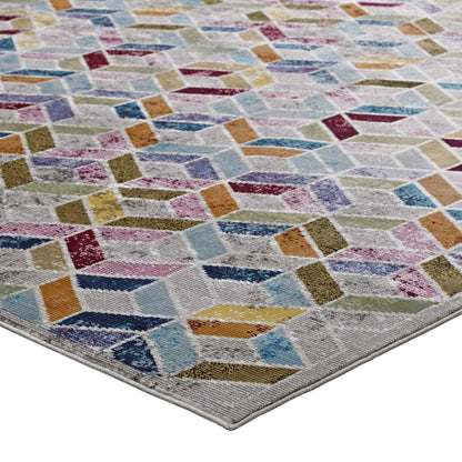 Laleh Geometric Mosaic 4x6 Area Rug, Fabric, Multi Colorful 14800