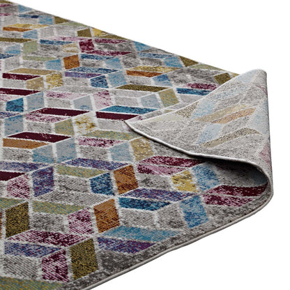 Laleh Geometric Mosaic 4x6 Area Rug, Fabric, Multi Colorful 14800