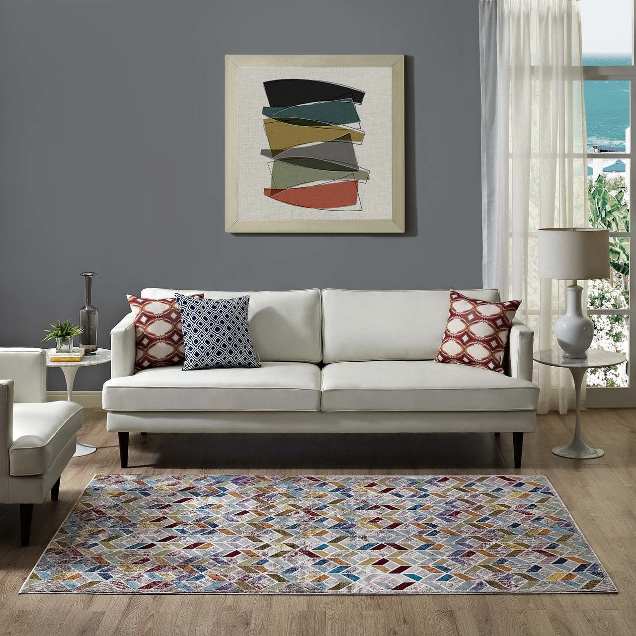 Laleh Geometric Mosaic 4x6 Area Rug, Fabric, Multi Colorful 14800