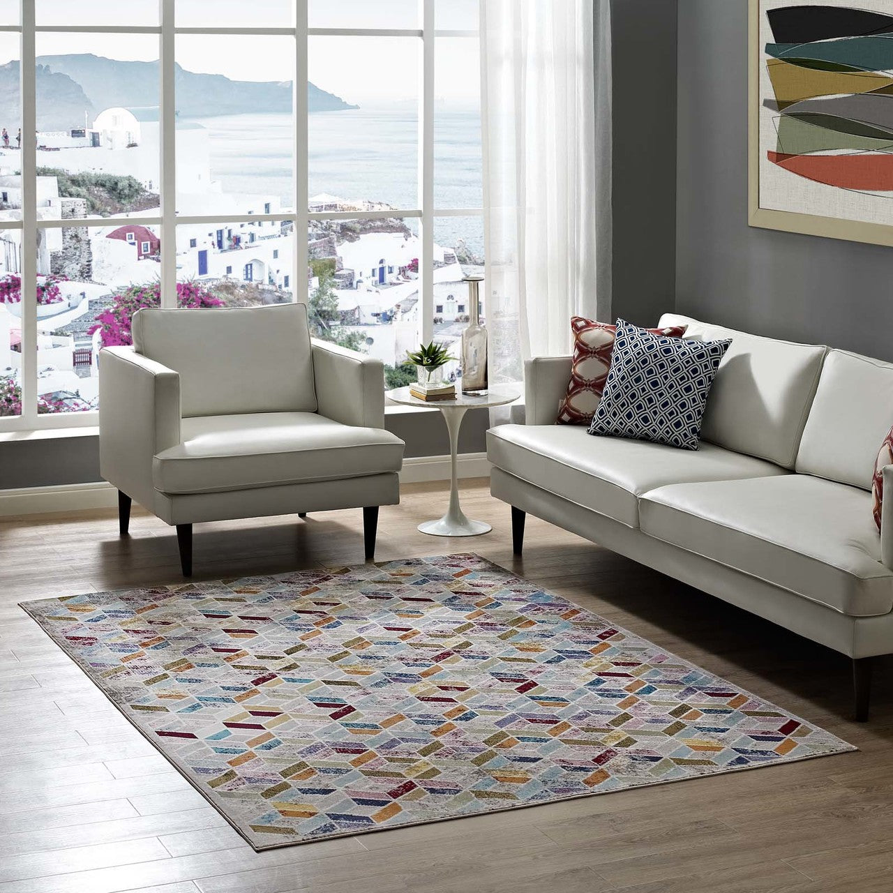 Laleh Geometric Mosaic 4x6 Area Rug, Fabric, Multi Colorful 14800
