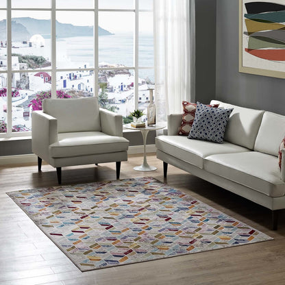 Laleh Geometric Mosaic 4x6 Area Rug, Fabric, Multi Colorful 14800