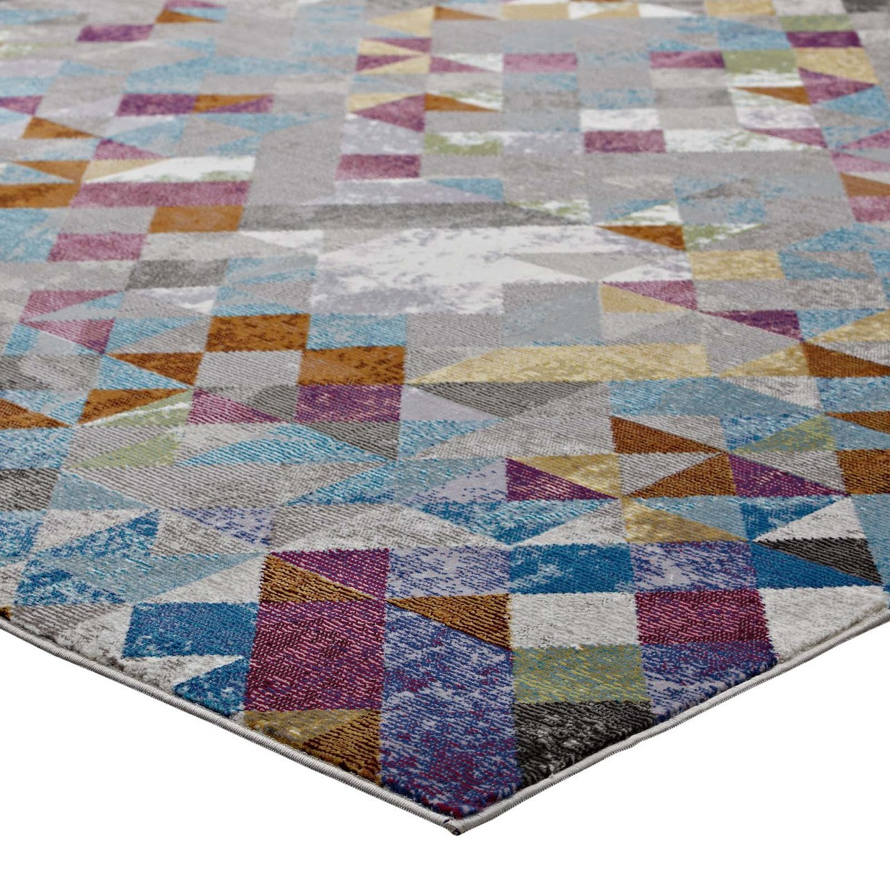 Lavendula Triangle Mosaic 4x6 Area Rug, Fabric, Multi Colorful 14803