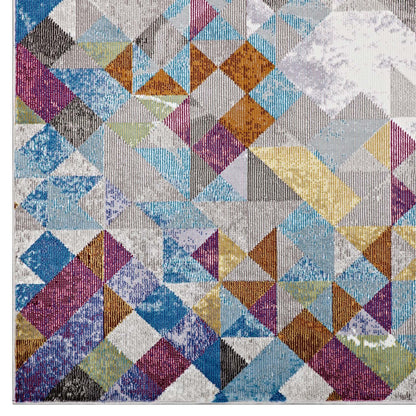 Lavendula Triangle Mosaic 5x8 Area Rug, Fabric, Multi Colorful 14804