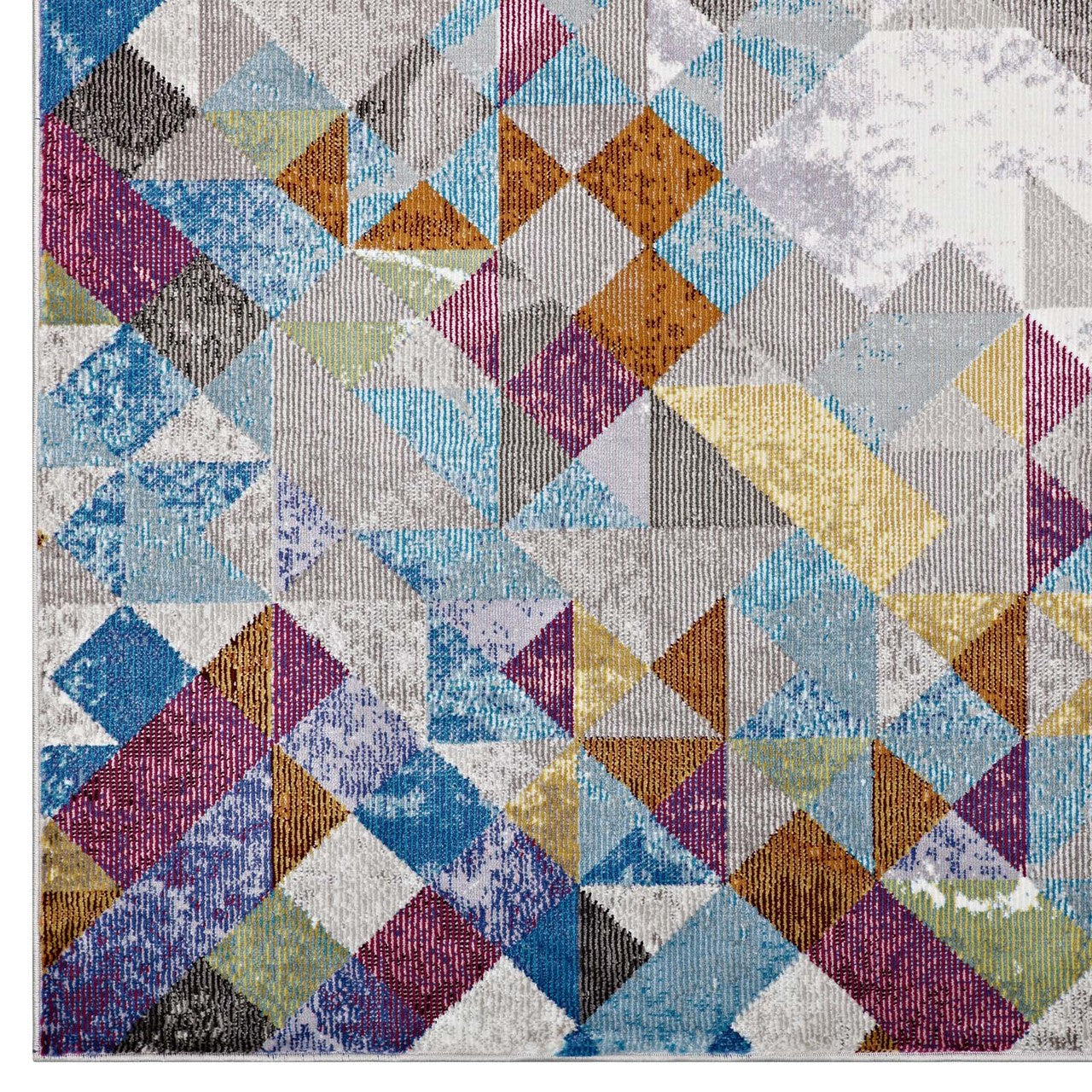 Lavendula Triangle Mosaic 8x10 Area Rug, Fabric, Multi Colorful 14805