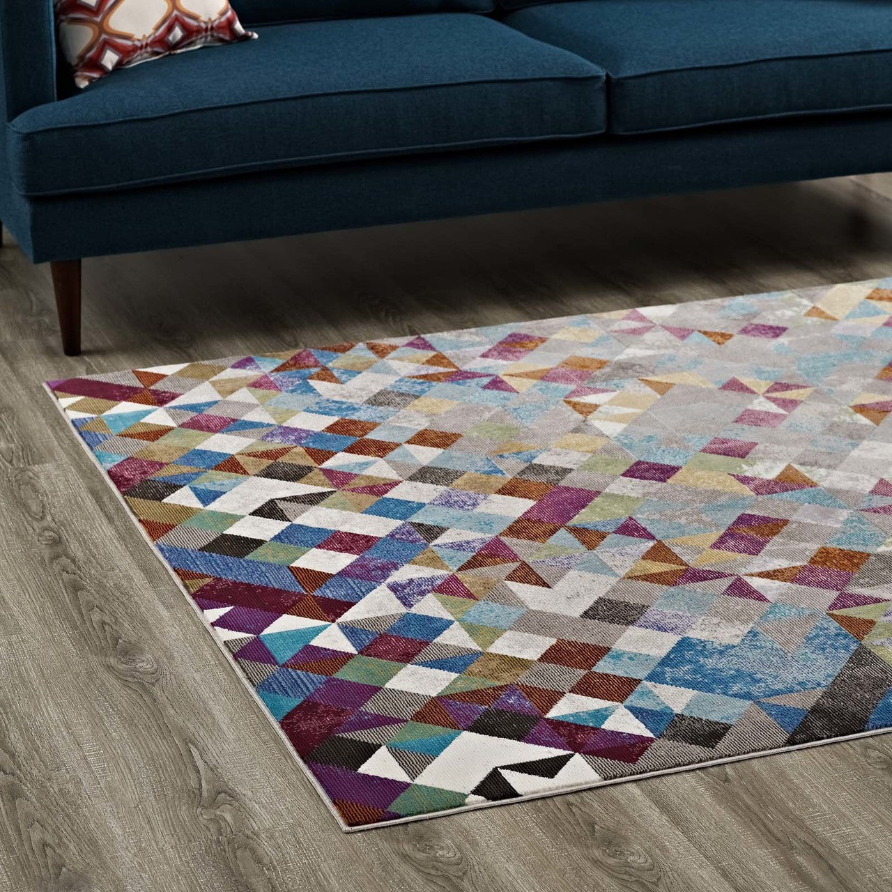 Lavendula Triangle Mosaic 8x10 Area Rug, Fabric, Multi Colorful 14805