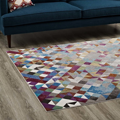 Lavendula Triangle Mosaic 8x10 Area Rug, Fabric, Multi Colorful 14805