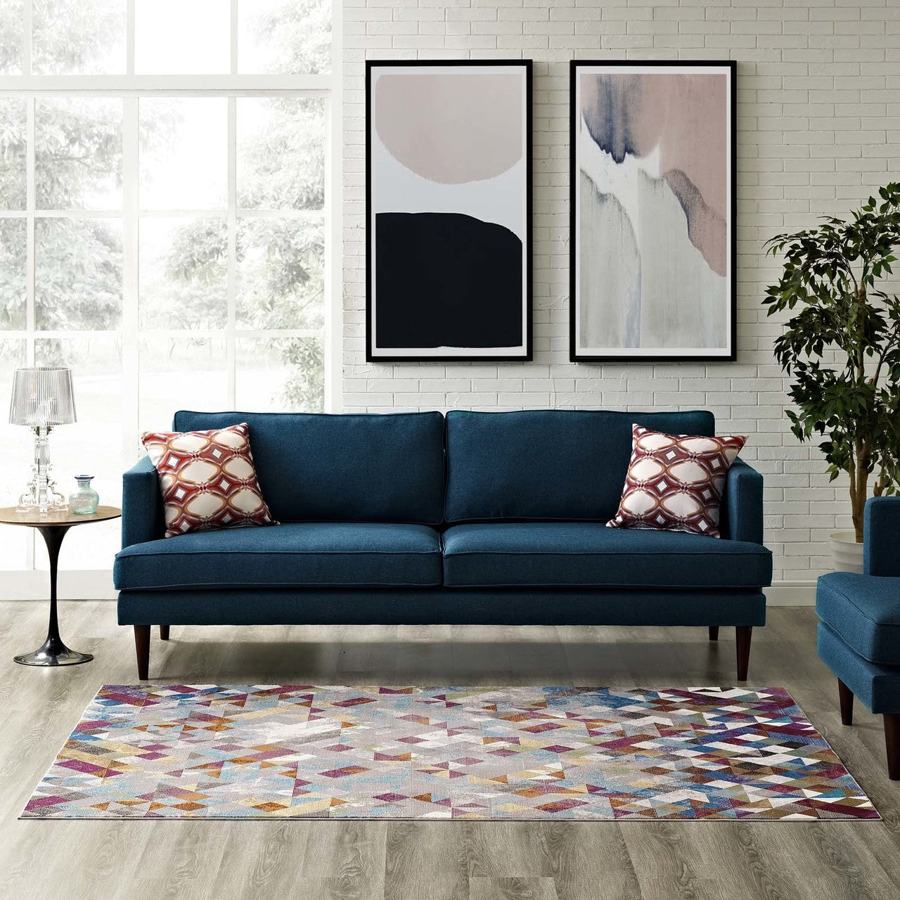 Lavendula Triangle Mosaic 8x10 Area Rug, Fabric, Multi Colorful 14805