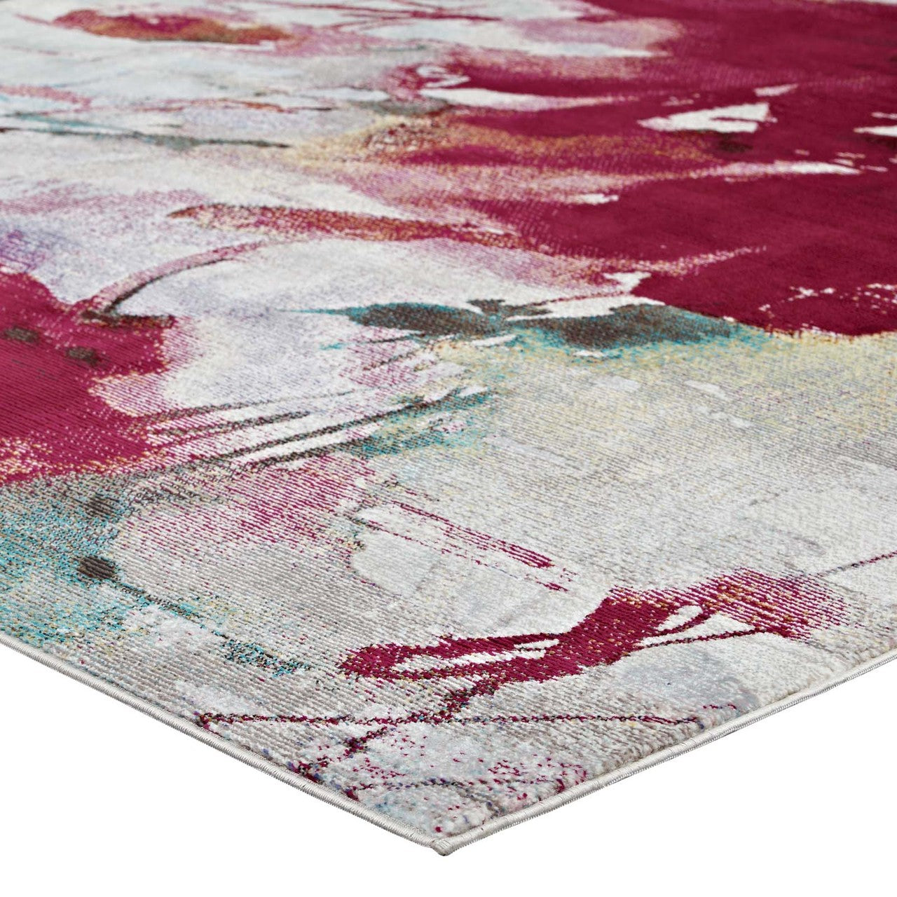 Blume Abstract Floral 4x6 Area Rug, Fabric, Multi Colorful 14806