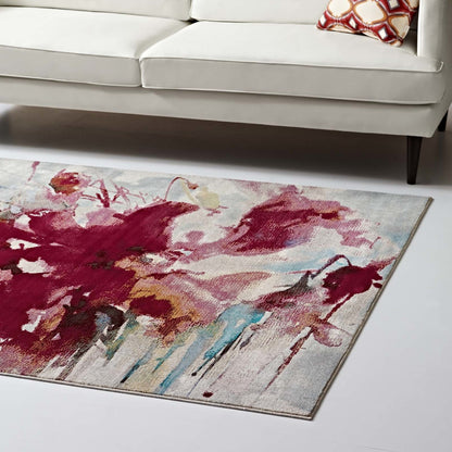 Blume Abstract Floral 4x6 Area Rug, Fabric, Multi Colorful 14806