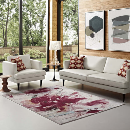 Blume Abstract Floral 4x6 Area Rug, Fabric, Multi Colorful 14806