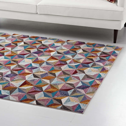 Arisa Geometric Hexagon Mosaic 4x6
 Area Rug, Fabric, Multi Colorful 14821