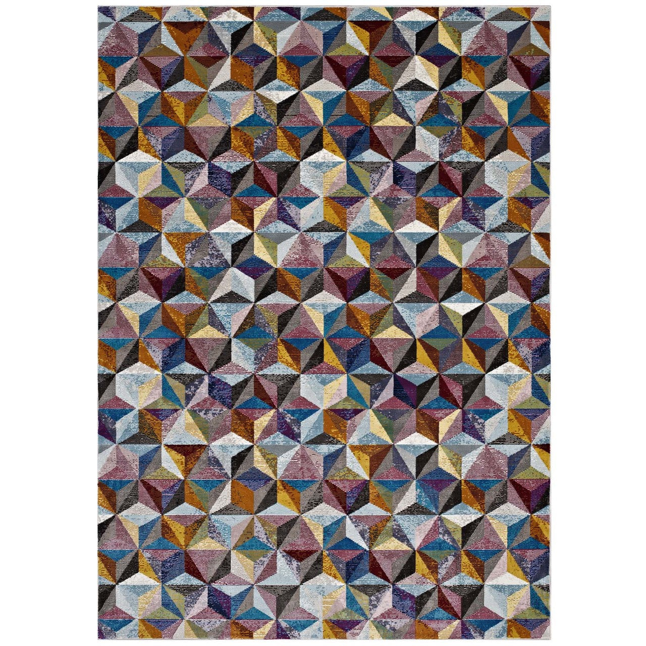 Arisa Geometric Hexagon Mosaic 5x8 Area Rug, Fabric, Multi Colorful 14822