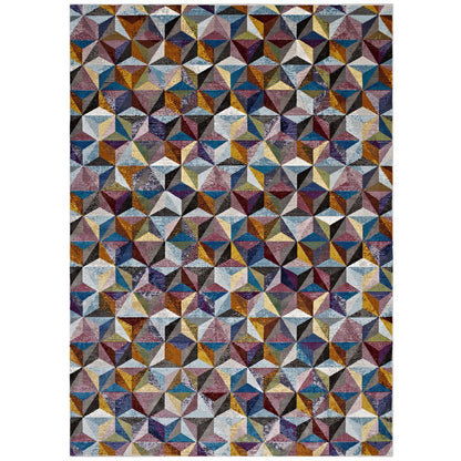 Arisa Geometric Hexagon Mosaic 5x8 Area Rug, Fabric, Multi Colorful 14822
