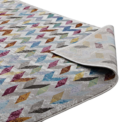 Gemma Chevron Mosaic 4x6 Area Rug, Fabric, Multi Colorful 14824