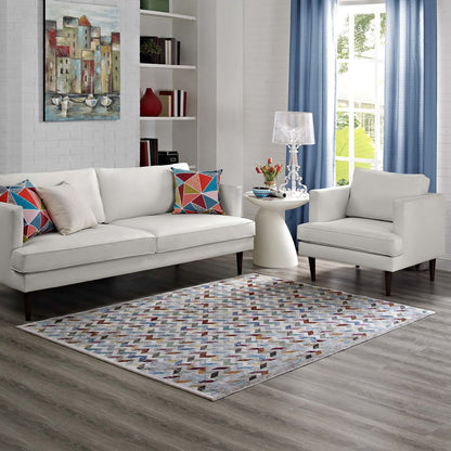Gemma Chevron Mosaic 4x6 Area Rug, Fabric, Multi Colorful 14824