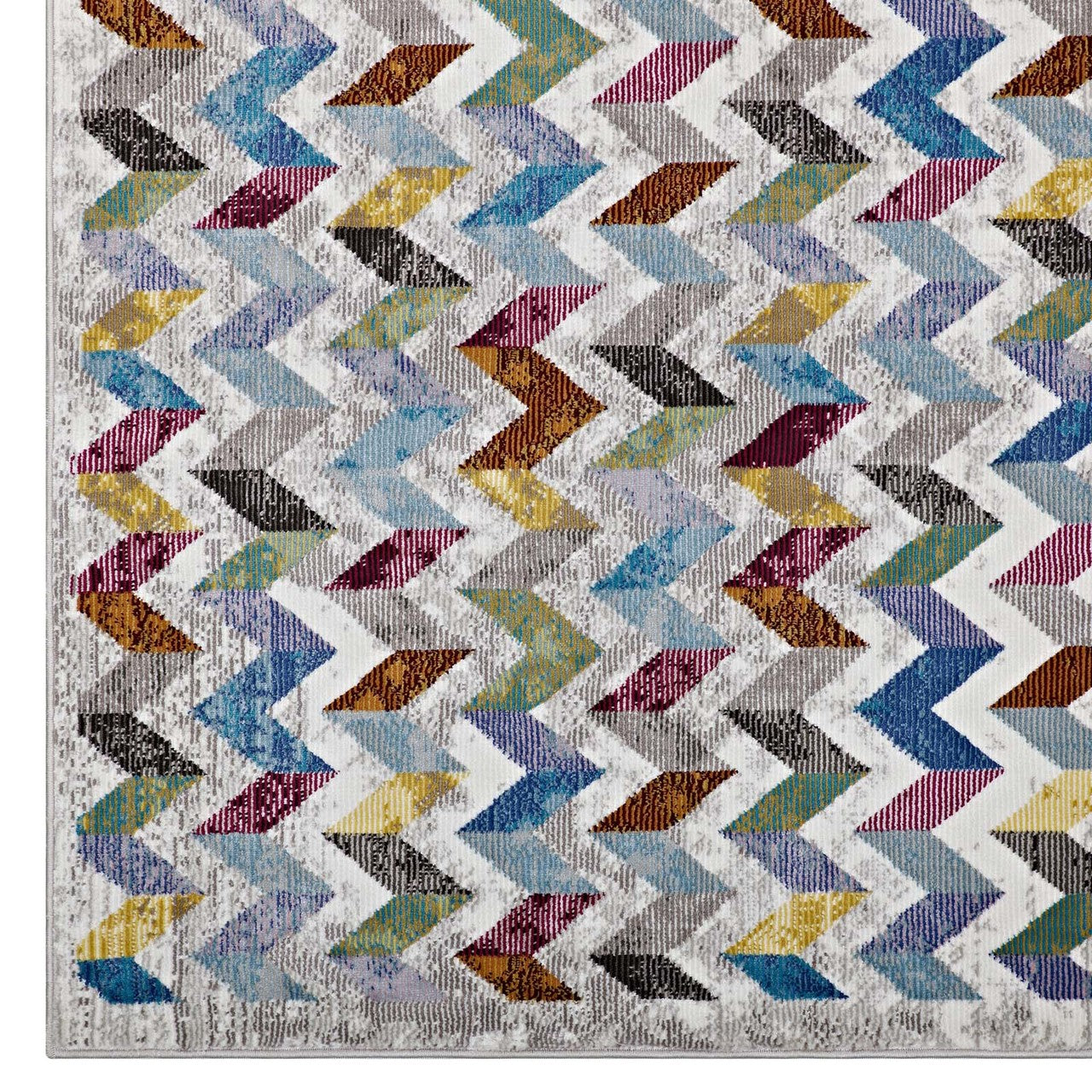 Gemma Chevron Mosaic 5x8
 Area Rug, Fabric, Multi Colorful 14825