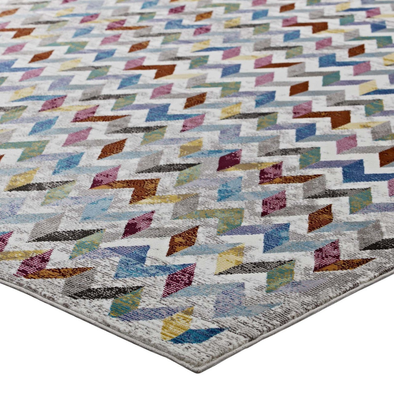 Gemma Chevron Mosaic 5x8
 Area Rug, Fabric, Multi Colorful 14825