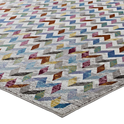 Gemma Chevron Mosaic 5x8
 Area Rug, Fabric, Multi Colorful 14825