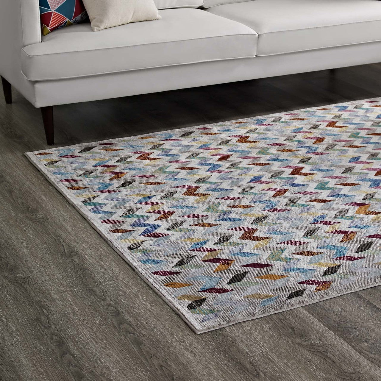 Gemma Chevron Mosaic 5x8
 Area Rug, Fabric, Multi Colorful 14825
