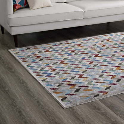 Gemma Chevron Mosaic 5x8
 Area Rug, Fabric, Multi Colorful 14825