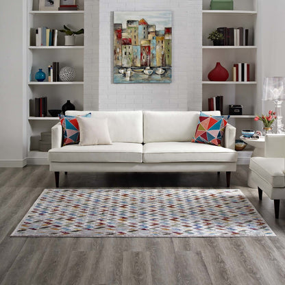 Gemma Chevron Mosaic 5x8
 Area Rug, Fabric, Multi Colorful 14825