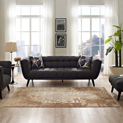Rosina Distressed Persian Vintage Medallion 8x10 Area Rug, Fabric,  Brown Tan 14828