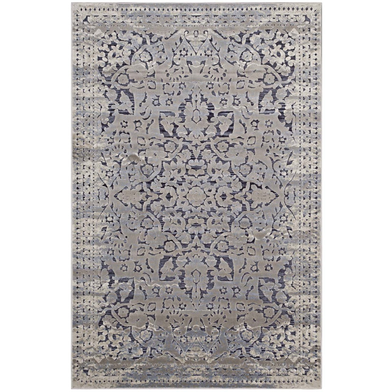 Margarida Distressed Vintage Turkish 5x8 Area Rug, Fabric,  Multi Blue 14829