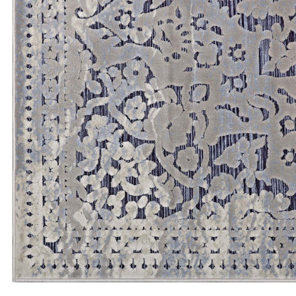 Margarida Distressed Vintage Turkish 5x8 Area Rug, Fabric,  Multi Blue 14829