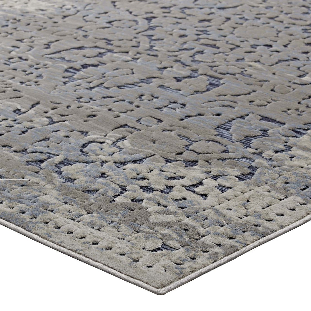 Margarida Distressed Vintage Turkish 5x8 Area Rug, Fabric,  Multi Blue 14829