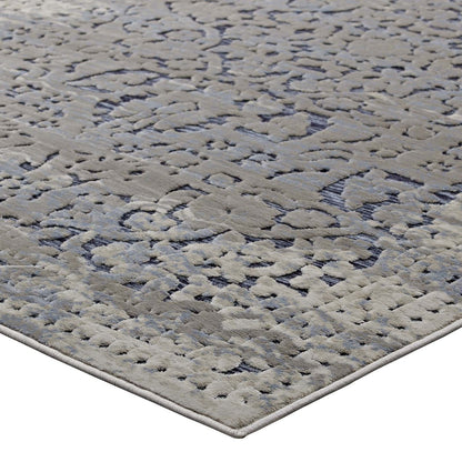 Margarida Distressed Vintage Turkish 5x8 Area Rug, Fabric,  Multi Blue 14829