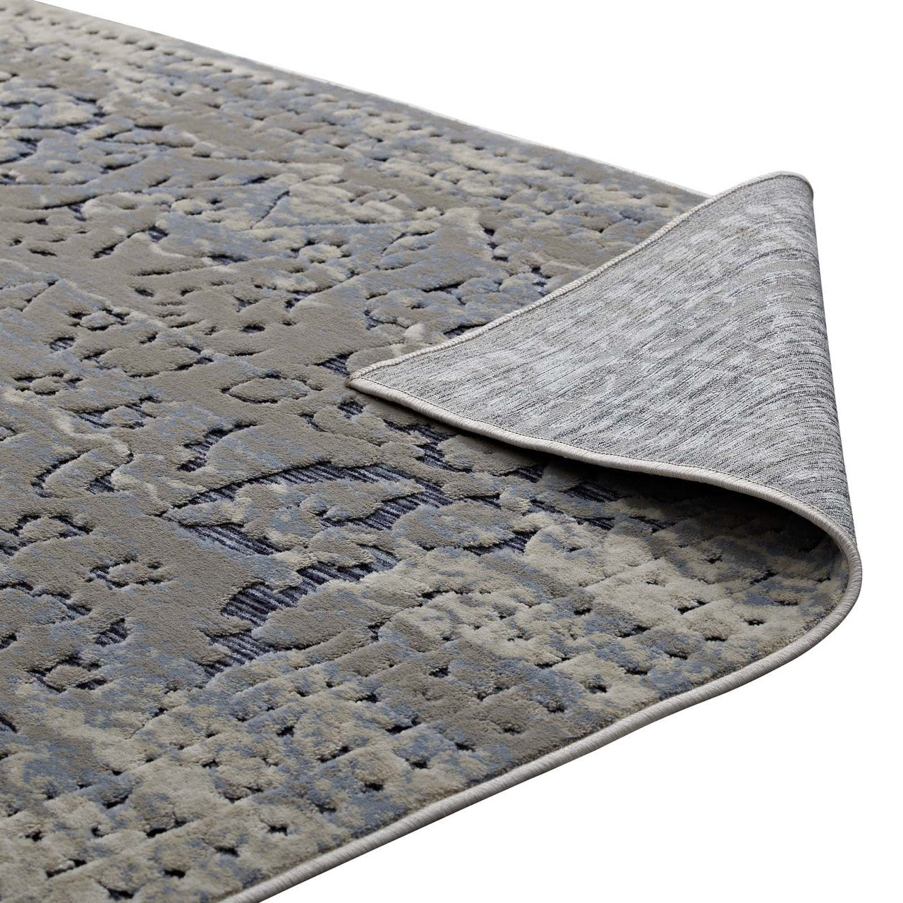 Margarida Distressed Vintage Turkish 5x8 Area Rug, Fabric,  Multi Blue 14829