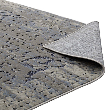 Margarida Distressed Vintage Turkish 5x8 Area Rug, Fabric,  Multi Blue 14829