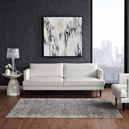 Margarida Distressed Vintage Turkish 5x8 Area Rug, Fabric,  Multi Blue 14829