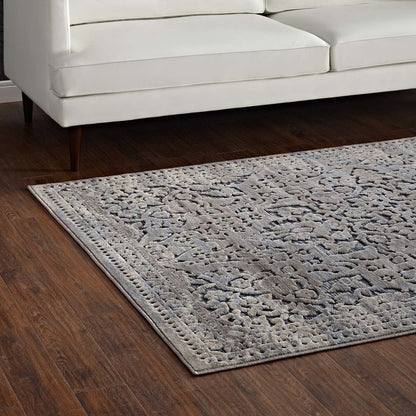 Margarida Distressed Vintage Turkish 8x10 Area Rug, Fabric,  Multi Blue 14830