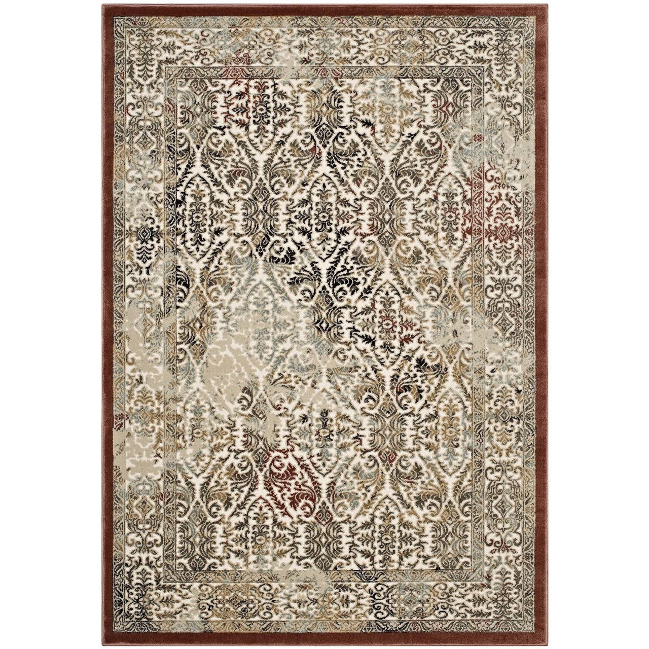 Hester Ornate Turkish 8x10 Vintage Area Rug, Fabric,  Brown Tan 14840