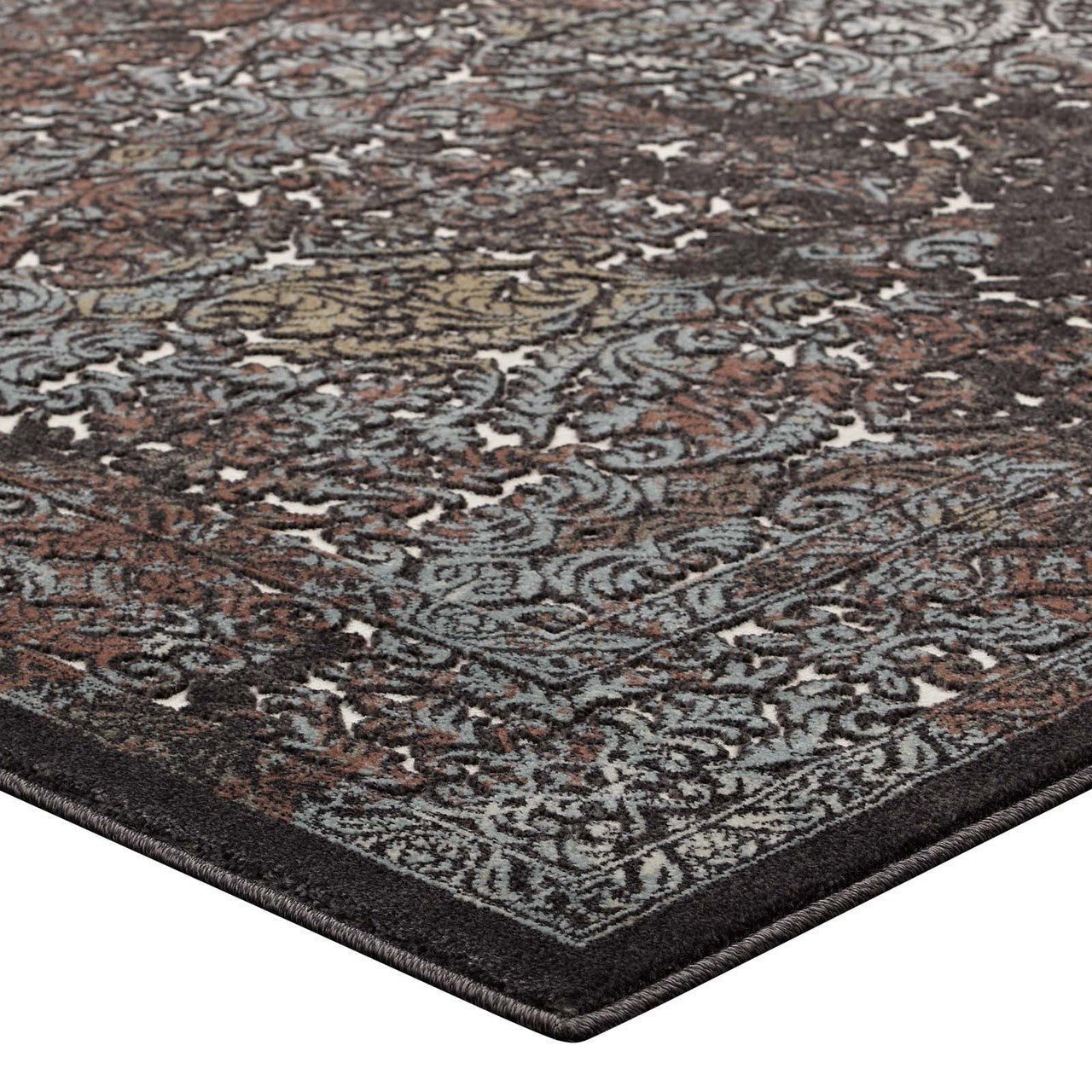 Westia Ornate Turkish 5x8 Vintage Area Rug, Fabric,  Multi Brown 14841