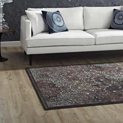 Westia Ornate Turkish 5x8 Vintage Area Rug, Fabric,  Multi Brown 14841