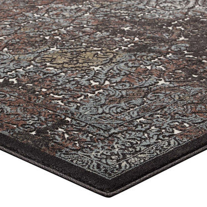 Westia Ornate Turkish 8x10 Vintage Area Rug, Fabric,  Multi Brown 14842