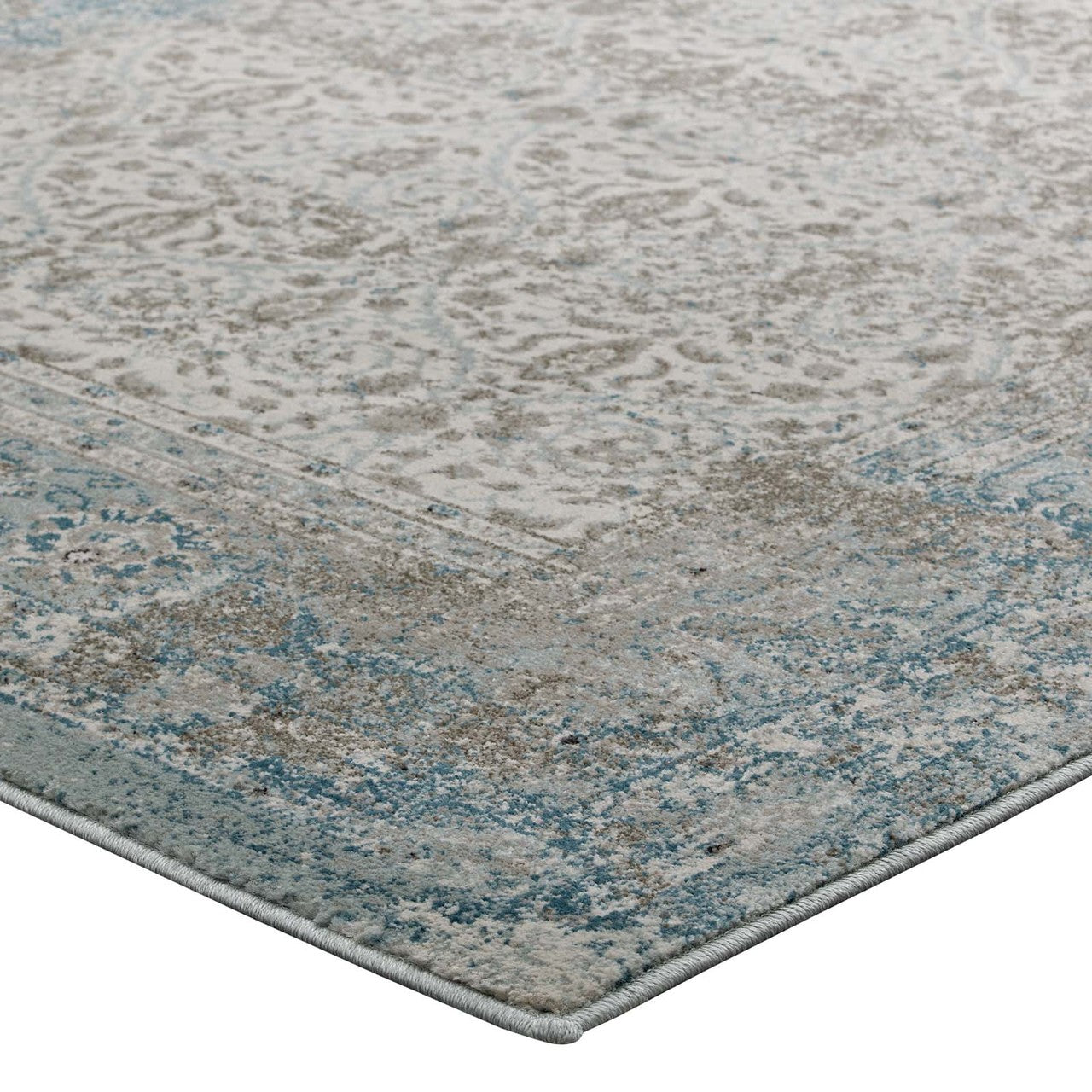 Dilys Distressed Vintage Floral Lattice 5x8 Area Rug, Fabric,  Multi Beige 14845