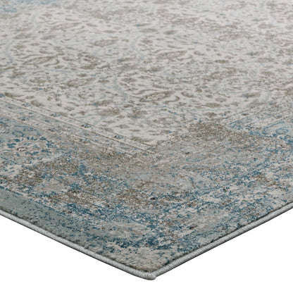 Dilys Distressed Vintage Floral Lattice 5x8 Area Rug, Fabric,  Multi Beige 14845