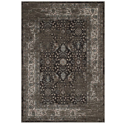 Berit Distressed Vintage Floral Lattice 5x8 Area Rug, Fabric,  Multi Brown 14847