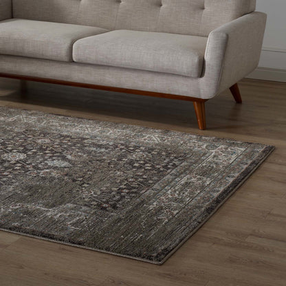 Berit Distressed Vintage Floral Lattice 5x8 Area Rug, Fabric,  Multi Brown 14847