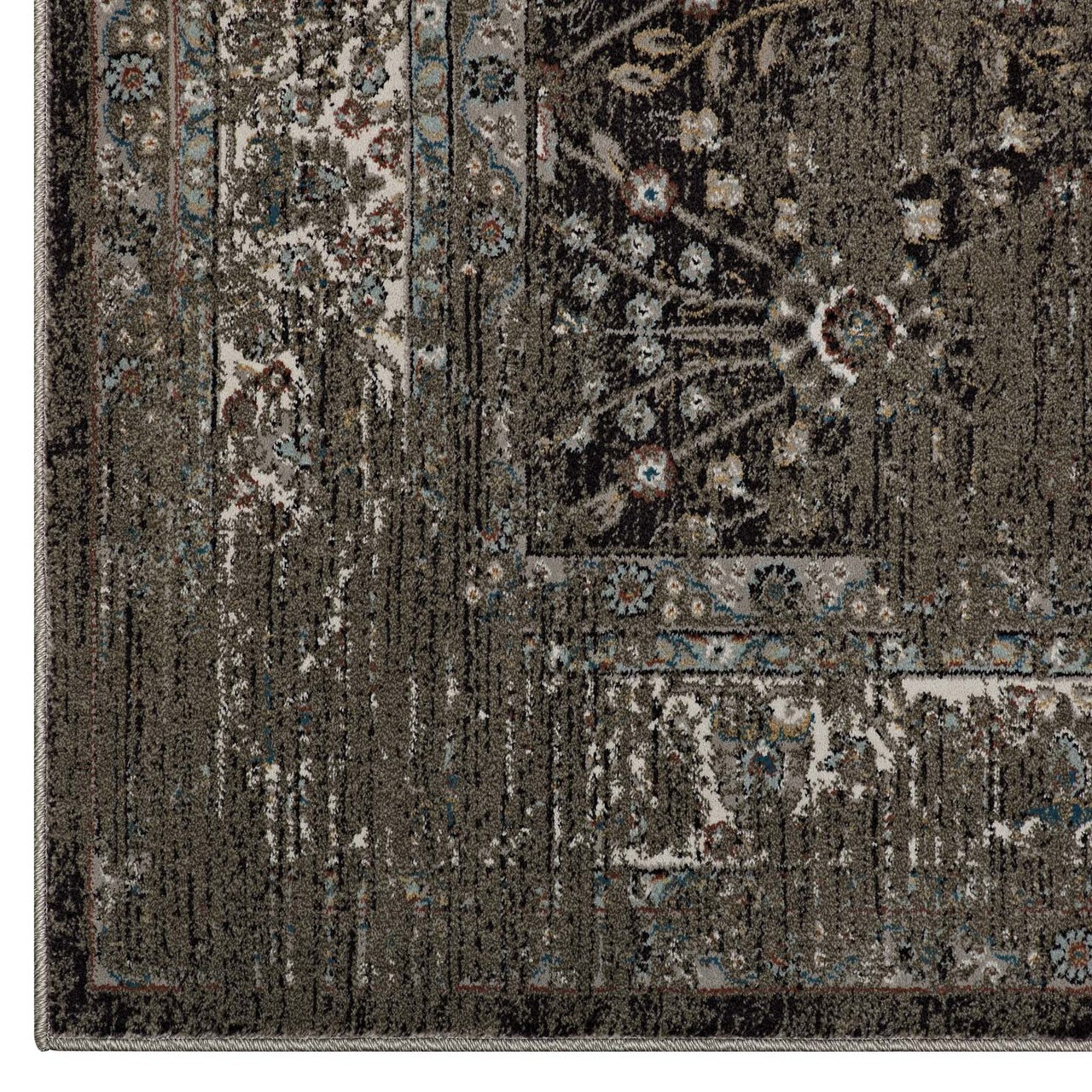 Berit Distressed Vintage Floral Lattice 8x10 Area Rug, Fabric,  Multi Brown 14848